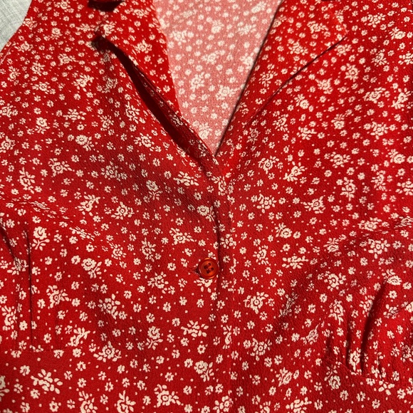 & OTHER STORIES- Red Floral Sleeveless Shirt Dress - Picture 9 of 10
